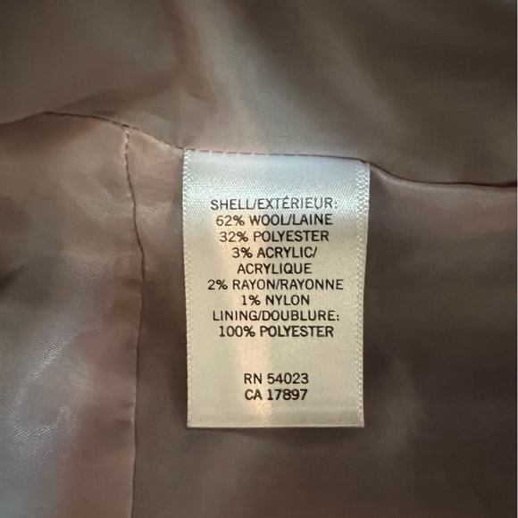 Banana Republic Brown With Pink/White Accent Double Breasted Pea Coat Wool Blend - Picture 8 of 8